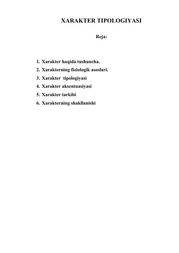 xarakter tipologiyasi