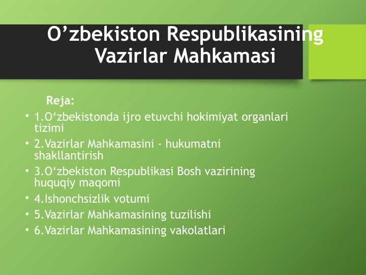 O’zbekiston Respublikasining Vazirlar Mahkamasi