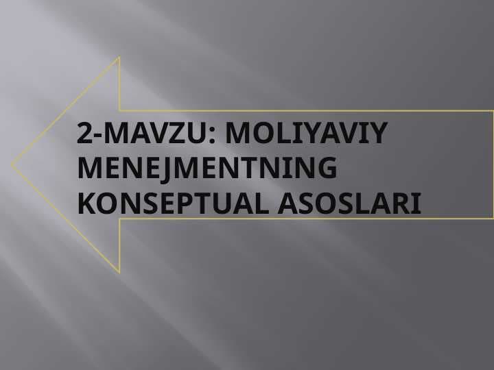 Moliyaviy menejmentning kontseptual asoslari