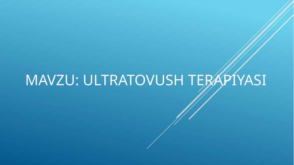 Ultratovush terapiyasi