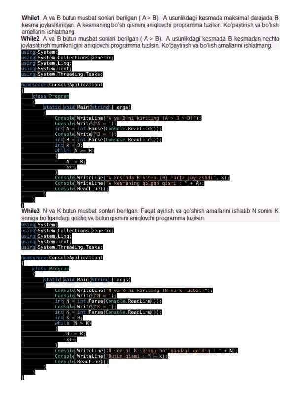 c++ qudrat abdurahimov javoblari bilan while