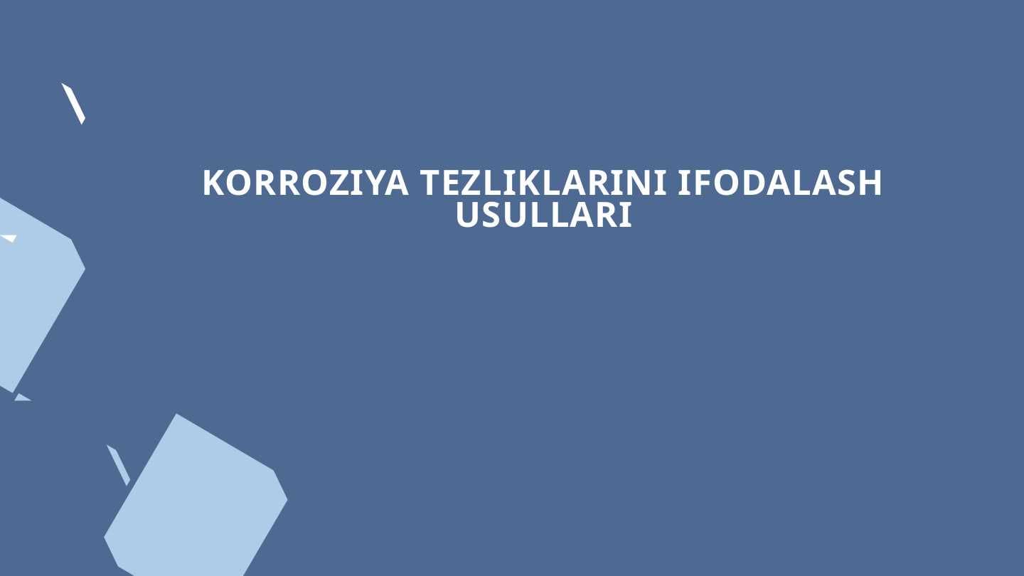 KORROZIYA TEZLIKLARINI IFODALASH USULLARI