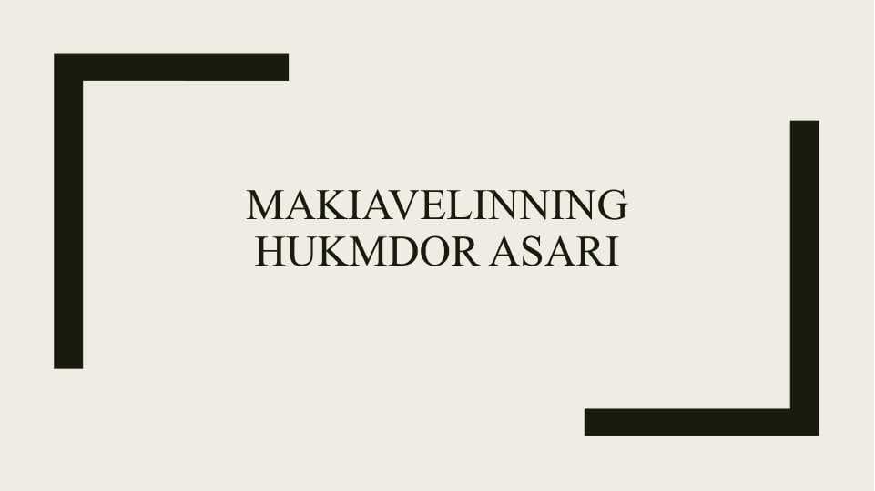 Makiavelinning hukmdor asari