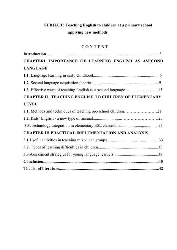 Teaching English to children at a primary school applying new methods