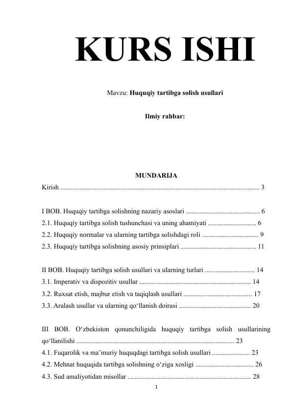 Huquqiy tartibga solish usullari