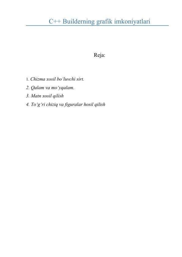 C++ Builderning grafik imkoniyatlari
