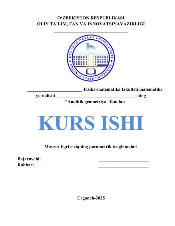 Egri chiziqning parametrik tenglamalari