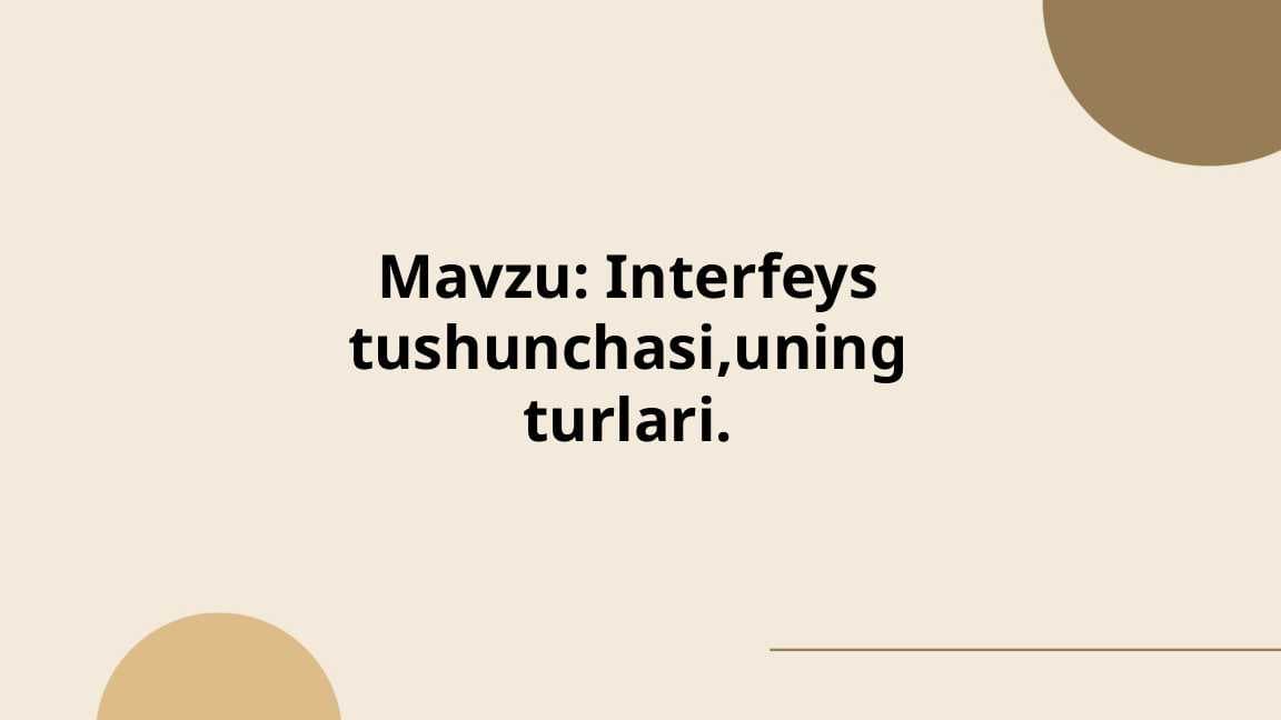 Interfeys tushunchasi,uning turlari