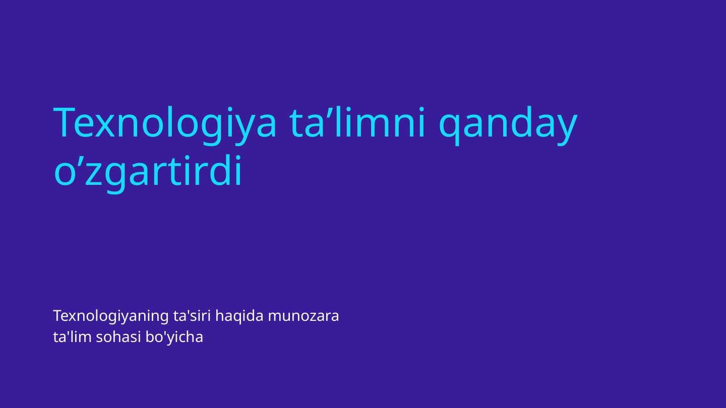 Texnologiya ta’limni qanday o’zgartirdi