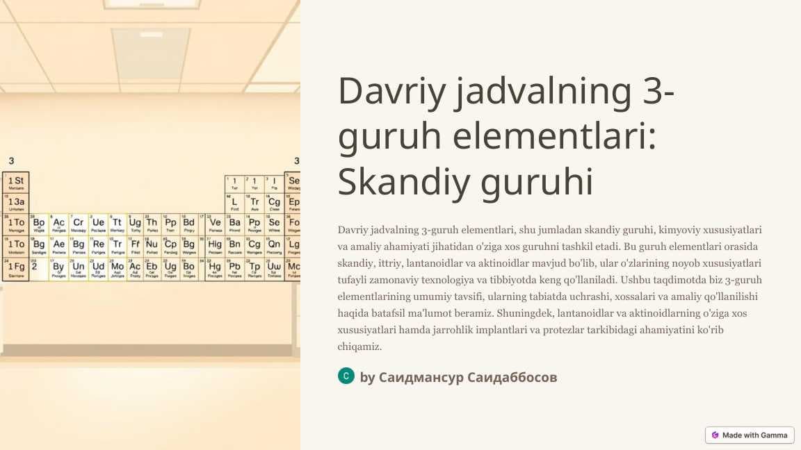 Davriy jadvalning 3-guruh elementlari: Skandiy guruhi