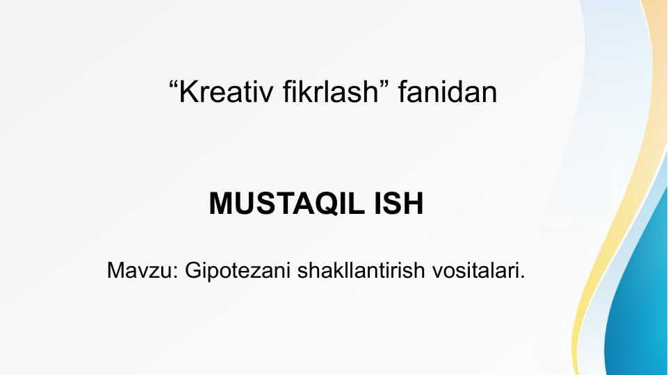 Kreativ Fikrlash fani.
