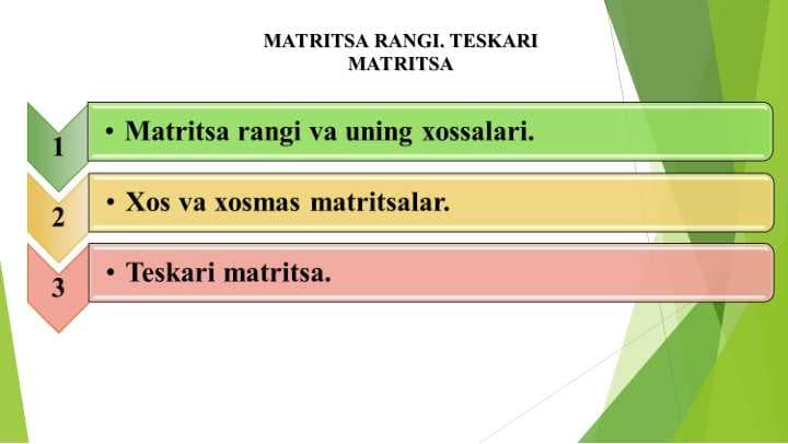 MATRITSA RANGI. TESKARI MATRITSA