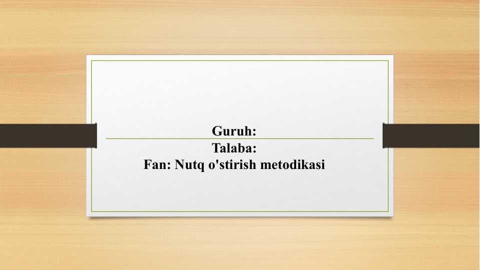 Nutqiy rivojlanish bo‘yicha anketa