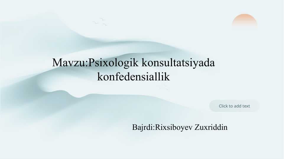 Psixologik konsultatsiyada konfedensiallik slayd