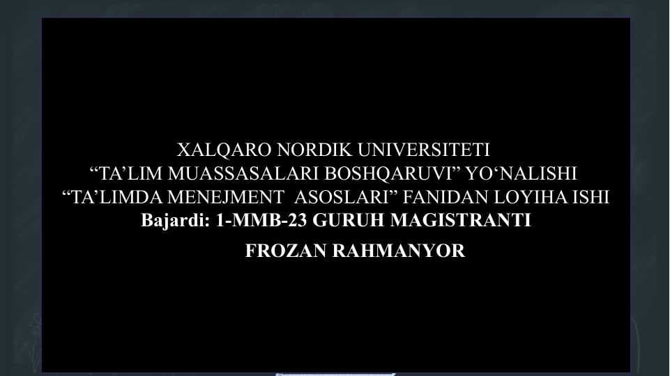Ta’lim menejmentining asosiy funksiyalari va ularning o‘zaro bog‘liqligi slayd