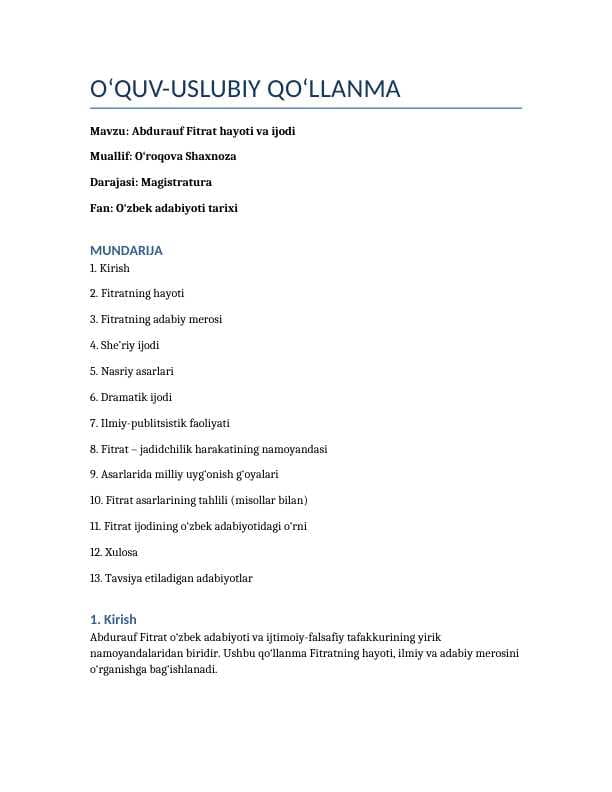Oʻquv uslubiy qoʻllanma