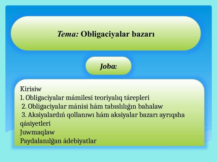 Obligaciyalar bazarı slayd zor etip islengen
