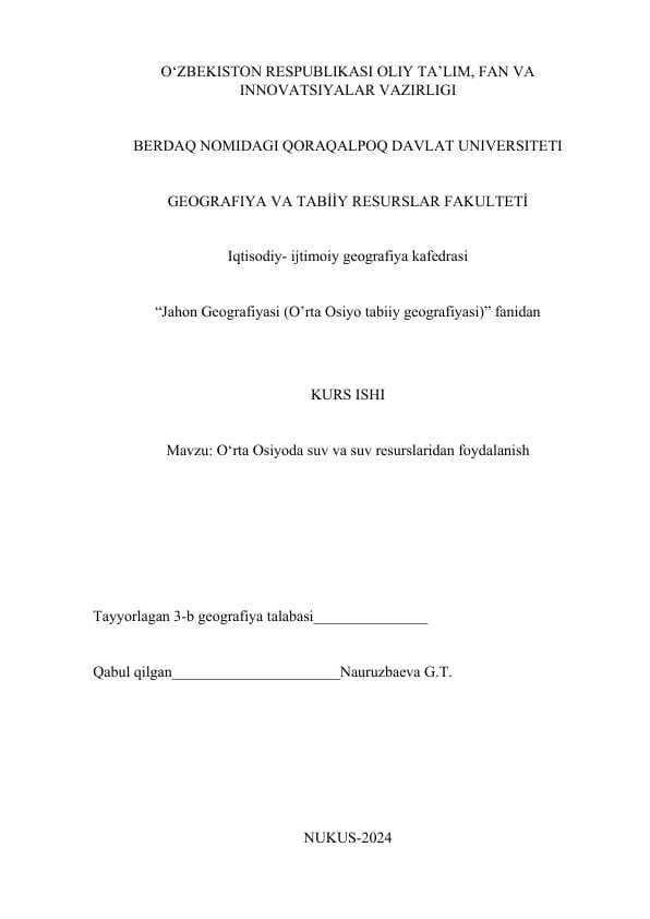 O‘rta Osiyoda suv va suv resurslaridan foydalanish.docx