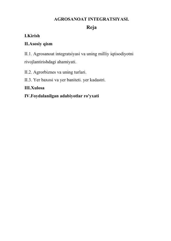 AGROSANOAT INTEGRATSIYASI