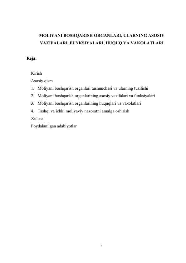 Moliyani boshqarish organlari