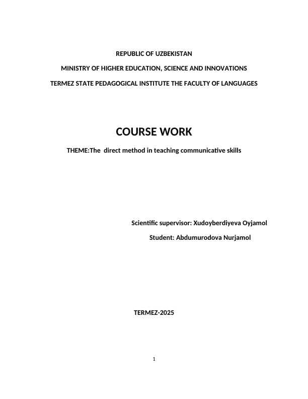 The  direct method in teaching communicative skills