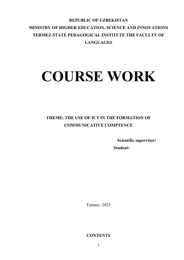 THE USE OF ICT IN THE FORMATION OF COMMUNICATIVE COMPTENCE