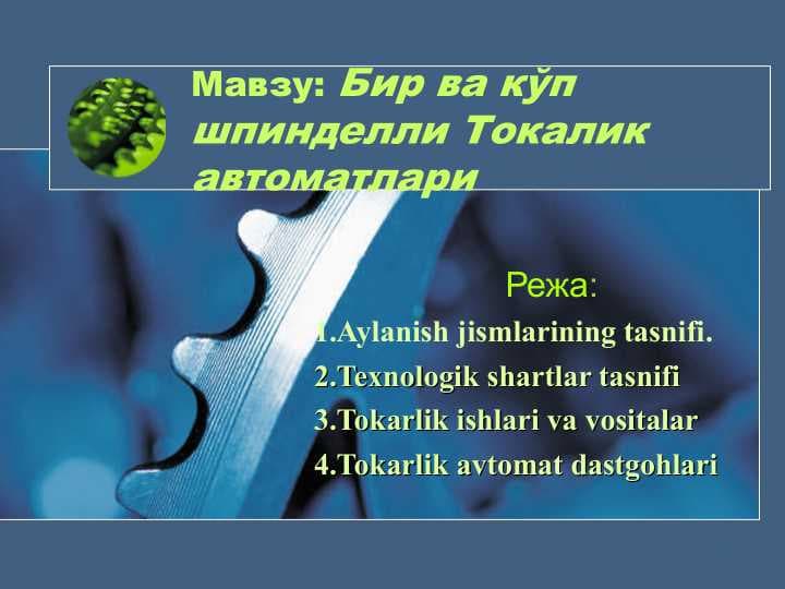 Бир ва кўп шпинделли Токалик автоматлари