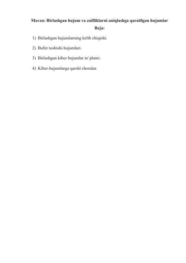 Birlashgan hujum va zaifliklarni aniqlashga qaratilgan hujumlar