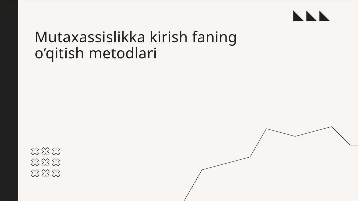 Mutaxassislikka kirish faning o‘qitish metodlari
