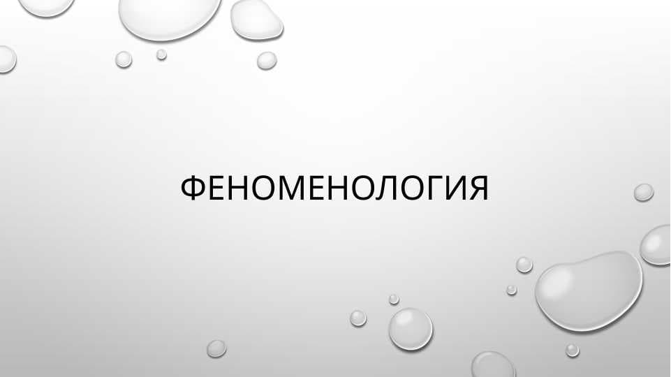 Феноменология