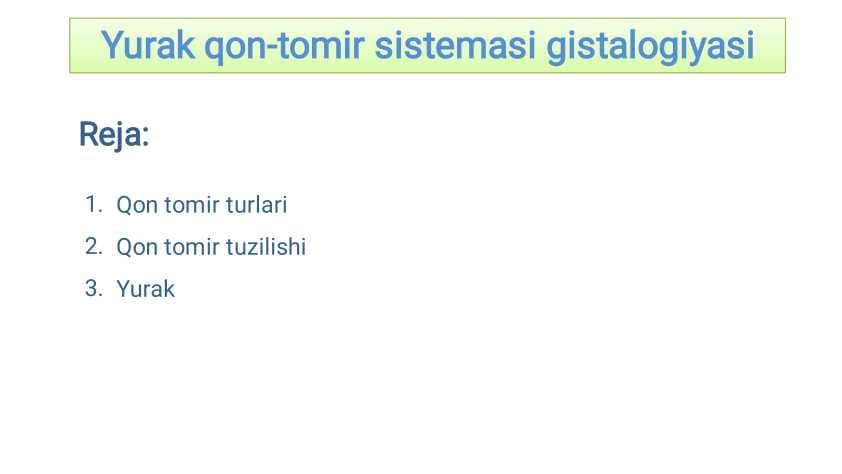 Yurak qon-tomir sistemasi gistalogiyasi