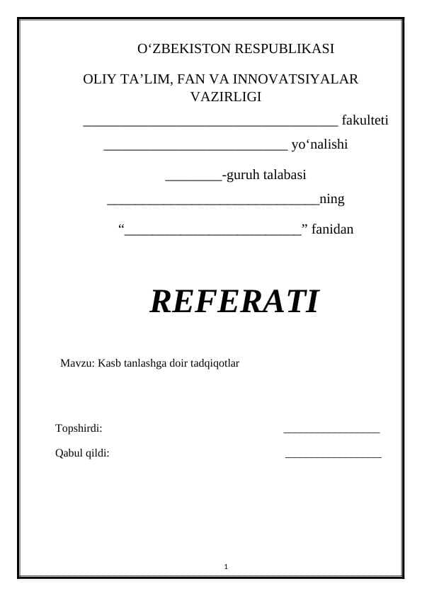 Kasb tanlashga doir tadqiqotlar
