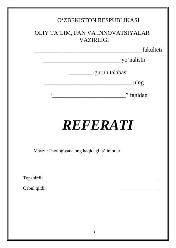 Psixlogiyada ong haqidagi ta’limotlar