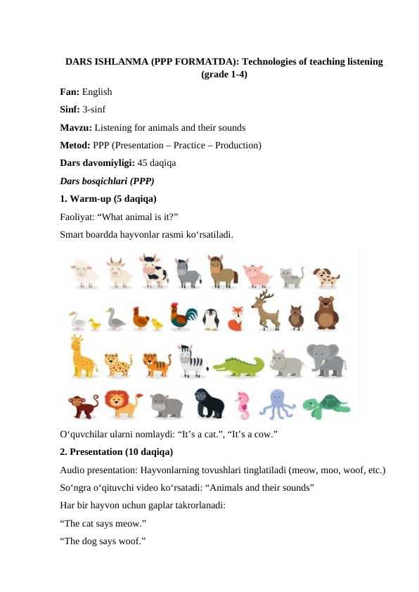 Technologies of teaching listening (grade 1-4)