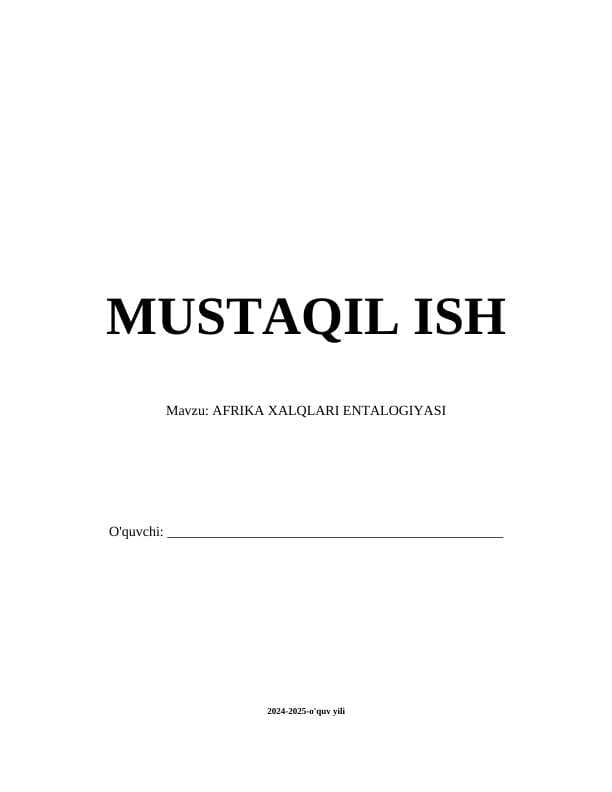 AFRIKA XALQLARI ENTALOGIYASI