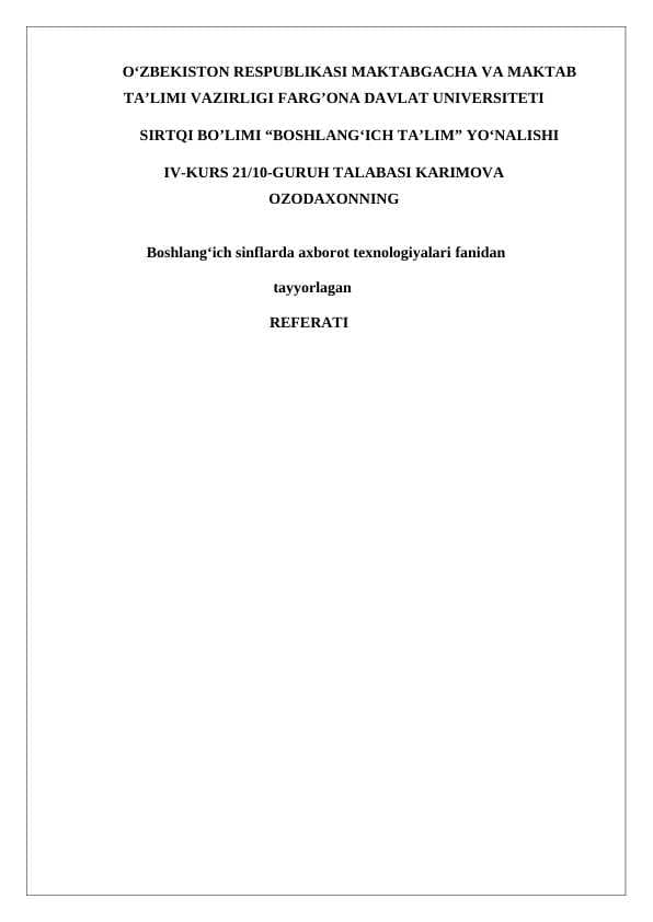 Virusning kompyuterga tushish sabablari va undan himoya qilish usullarini o’rganish.