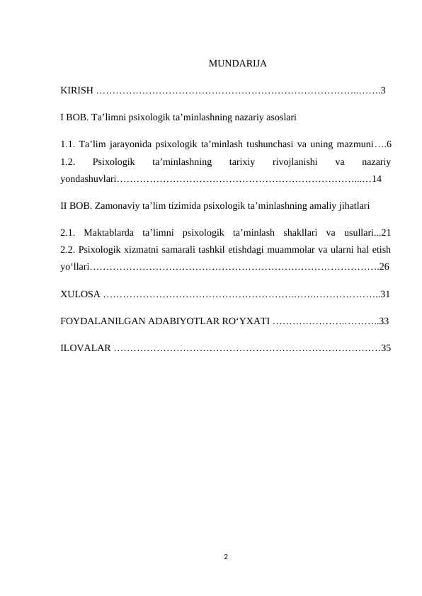 Zamonaviy sharoitda ta'limni psixologik ta'minlash tizimi kurs ishi.docx