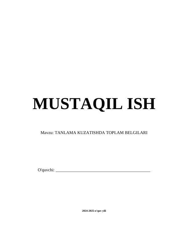 TANLAMA KUZATISHDA TOPLAM BELGILARI