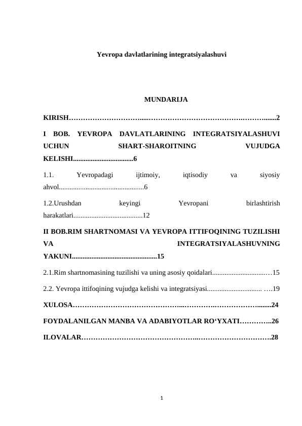 Yevropa davlatlarining integratsiyalashuvi