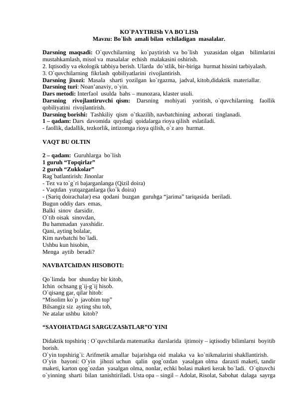 Ko`paytirish va bo`lish