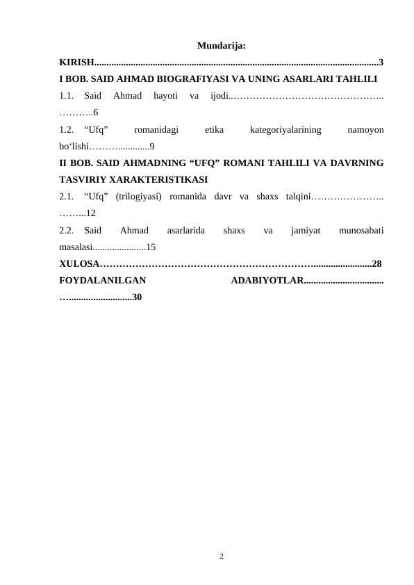 Said Ahmaning Ufq” (trilogiyasi) romanida davr va shaxs talqini