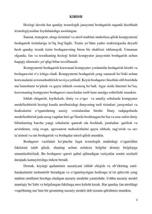 KOMPYUTERNI BOSHQARISH TAMOYILLARI