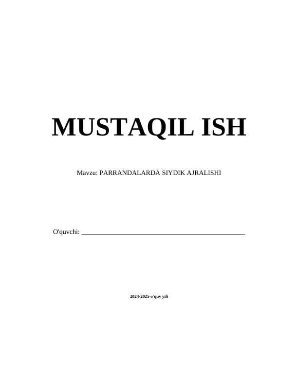 PARRANDALARDA SIYDIK AJRALISHI