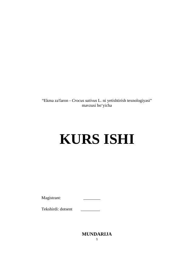 Ekma za'faron - Crocus sativus L. ni yetishtirish texnologiyasi
