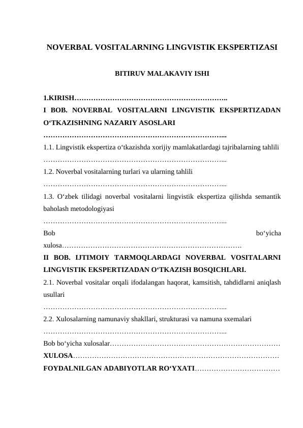 NOVERBAL VOSITALARNING LINGVISTIK EKSPERTIZASI