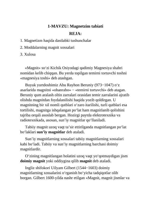 Magnetzim tabiati