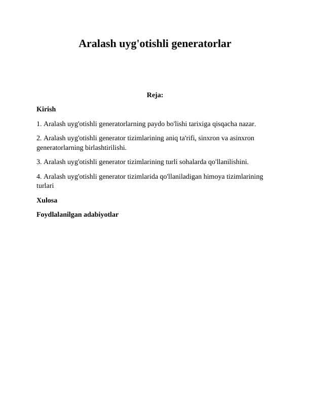 Aralash uyg'otishli generatorlar