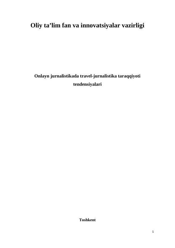 Onlayn jurnalistikada travel-jurnalistika taraqqiyoti tendensiyalari