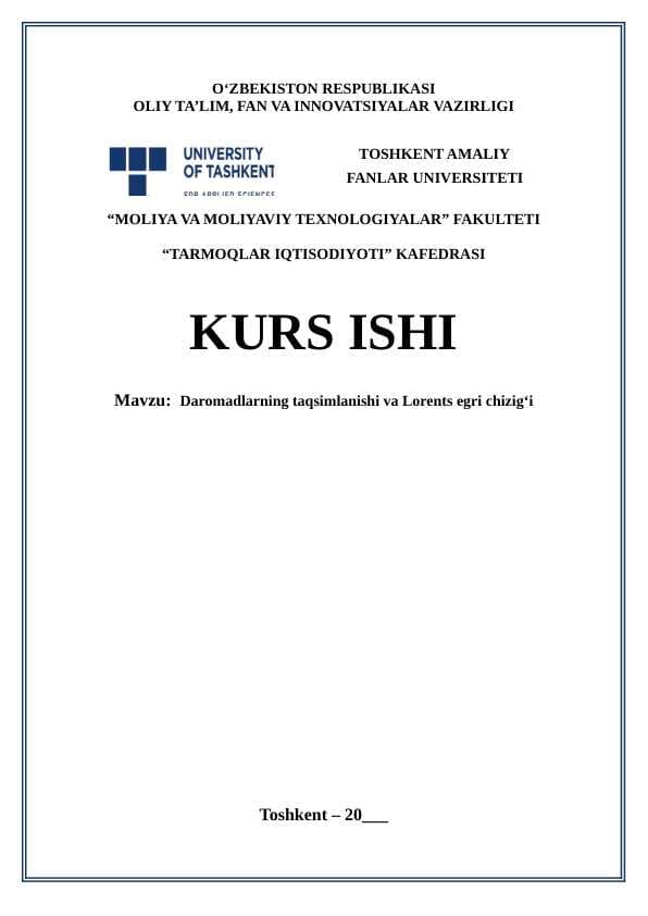 Daromadlarning taqsimlanishi va Lorents egri chizigʻi