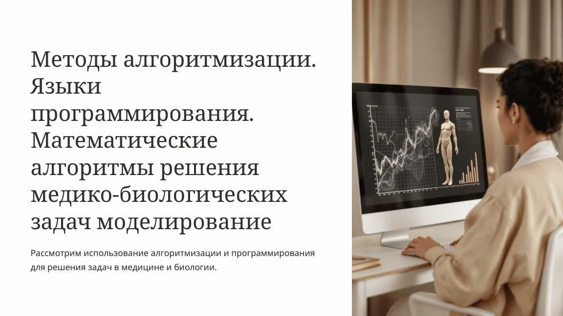 Методы алгоритмизации. Языки программирования. Математические алгоритмы решения медико-биологических задач моделирование